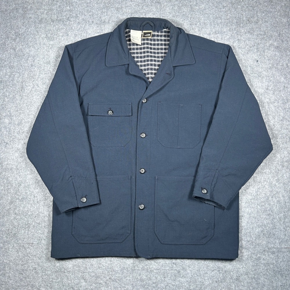 Vtg The North Face Chore Jacket Mens Medium Navy Blue Workwear carpet lined barn